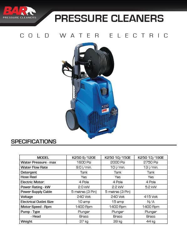BAR Cold Water Electric K250